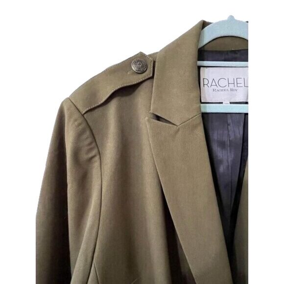 Rachel Roy Military Style Army Green Blazer Jacket Plus Size 18W - Picture 3 of 8